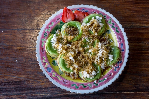 High angle view of meal served on table