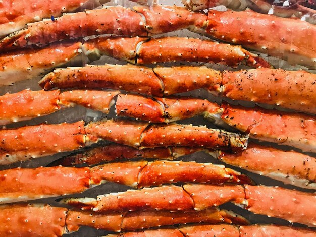 High angle view of meat on barbecue grill