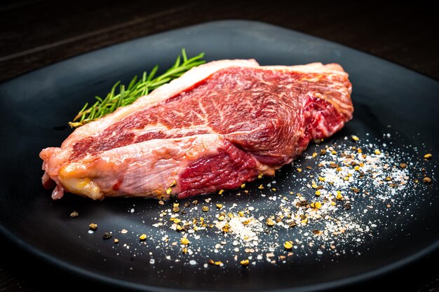 High angle view of meat in plate on table