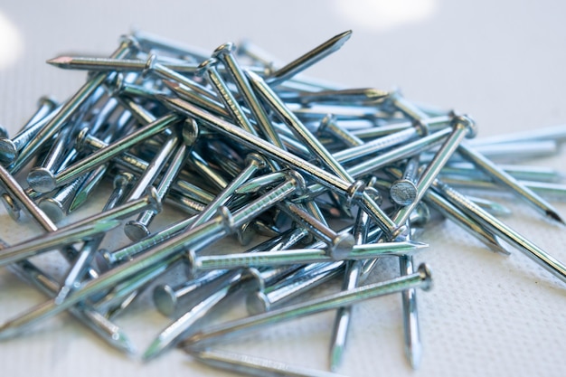 High angle view of metallic objects on table