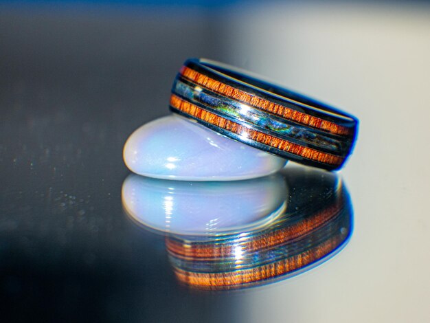 High angle view of metallic objects on table