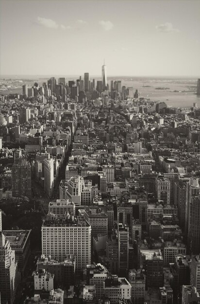 Photo high angle view of modern buildings in city against sky