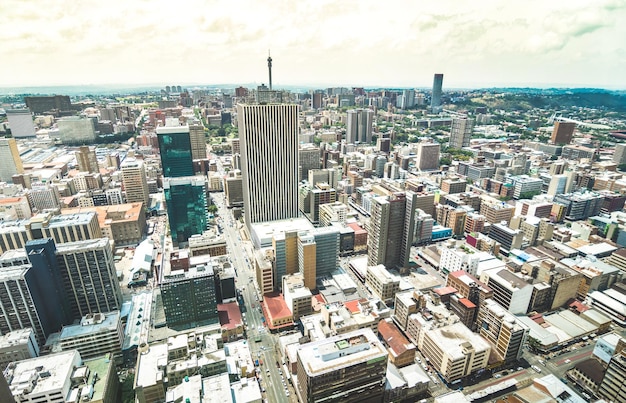 Photo high angle view of modern buildings in city against sky