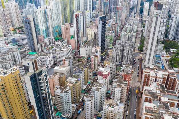 Photo high angle view of modern buildings in city