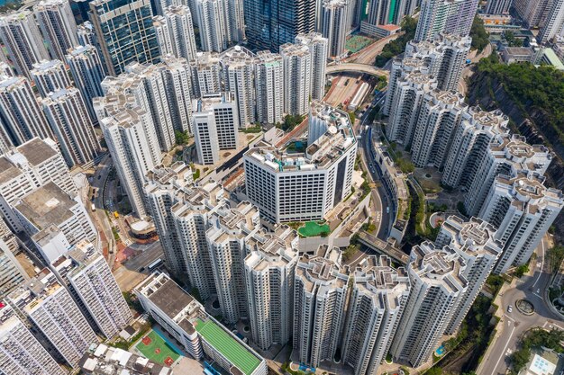 都市の近代的な建物の高角度の景色