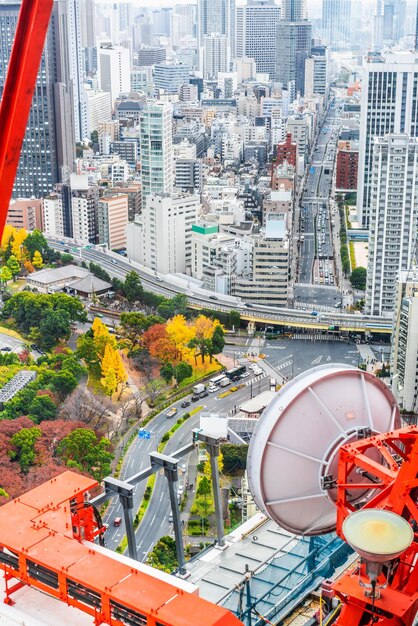 Photo high angle view of modern buildings in city