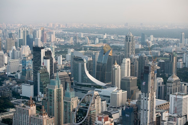 high angle view of modern cityscape against sky