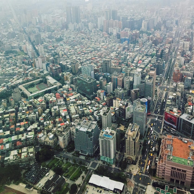 High angle view of modern cityscape