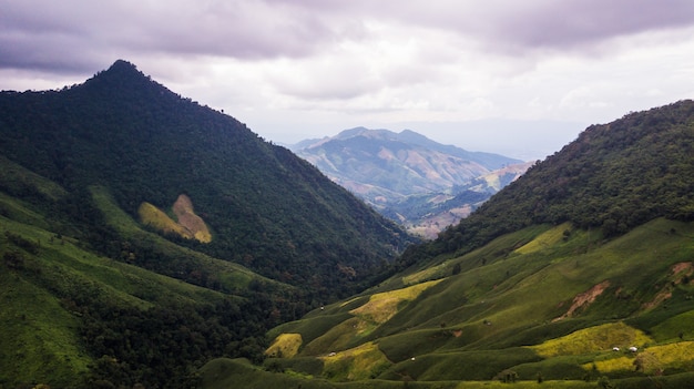 High angle view of  Mountain in  Nan province Thailand 