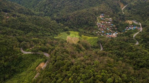 High angle view of  Mountain in  Nan province Thailand 