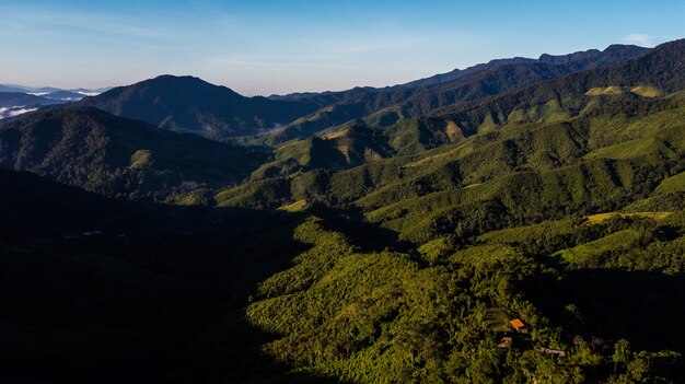 High angle view of  Mountain in  Nan province Thailand 