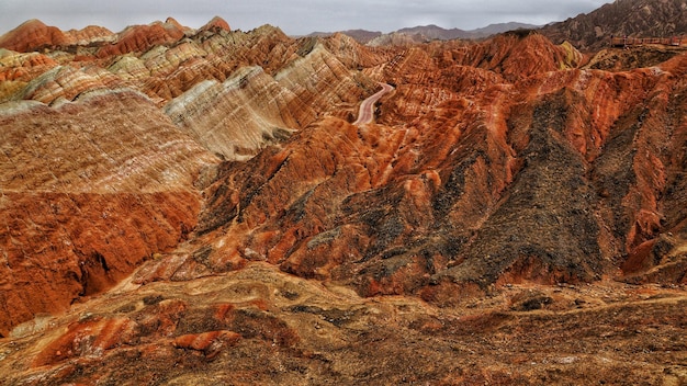 high angle view of mountain range