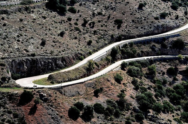 High angle view of mountain road