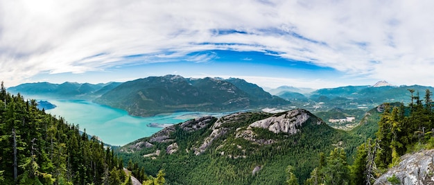 Photo high angle view of mountains against cloudy sky