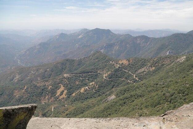 High angle view of mountains against sky