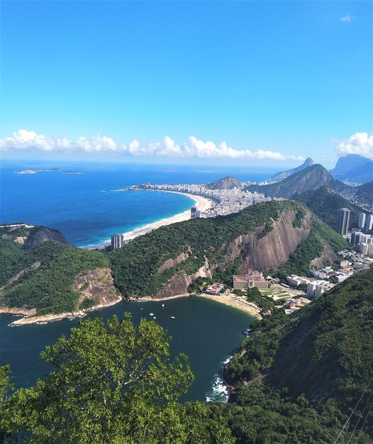 Photo high angle view of mountains and sea