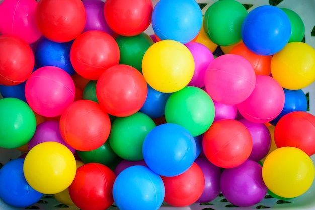 high angle view of multi colored balloons balls