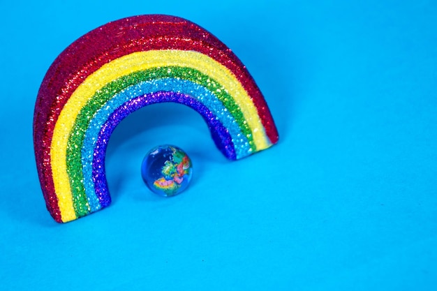 High angle view of multi colored balls on table