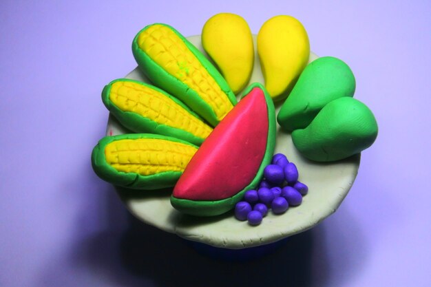 High angle view of multi colored candies on table