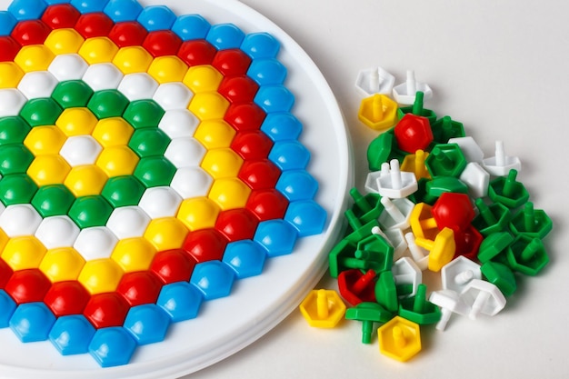 High angle view of multi colored candies on table