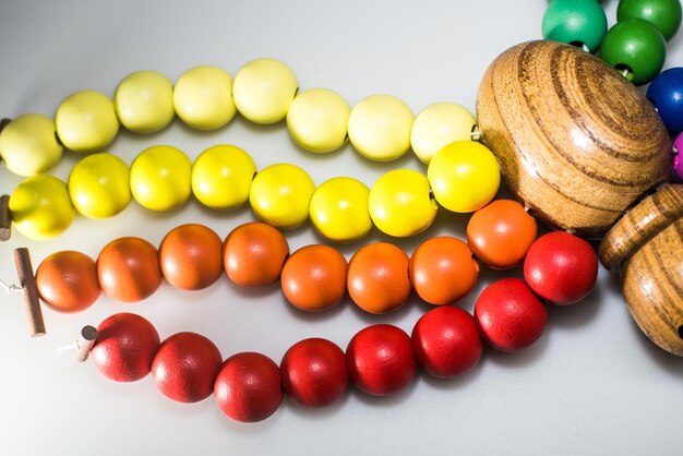 High angle view of multi colored candies on table