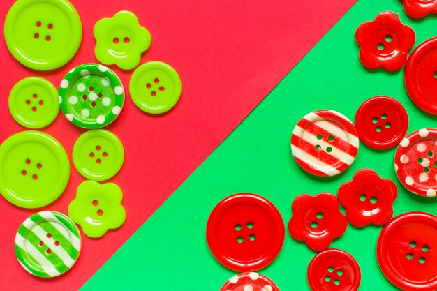 High angle view of multi colored candies on table