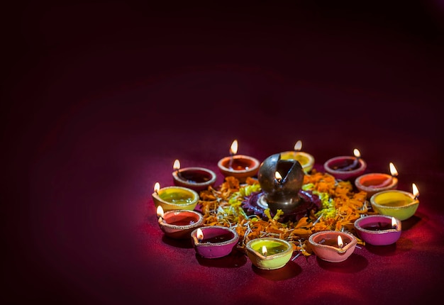 High angle view of multi colored candles on table