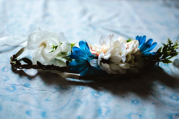 High angle view of multi colored flowers on table