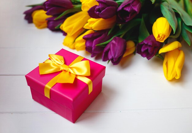 High angle view of multi colored flowers on table