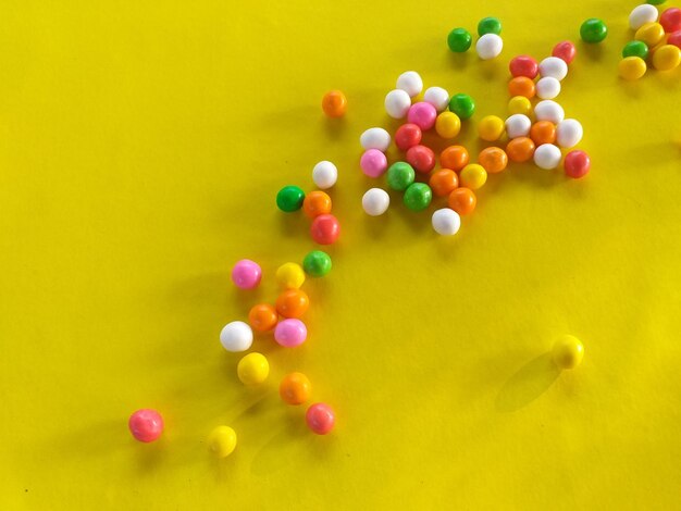 High angle view of multi colored pencils on table