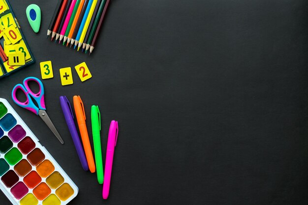 High angle view of multi colored pencils on table