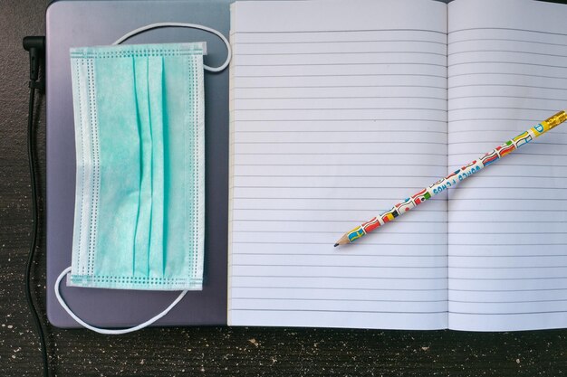 High angle view of multi colored pencils on table