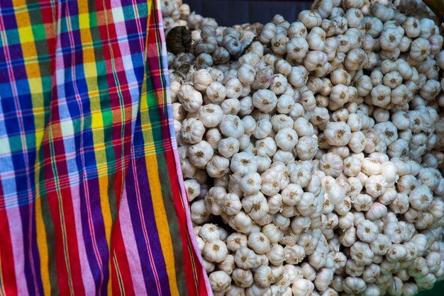 High angle view of multi colored for sale at market stall