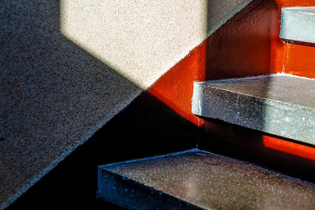 Photo high angle view of multi colored shadow on floor composition stairs