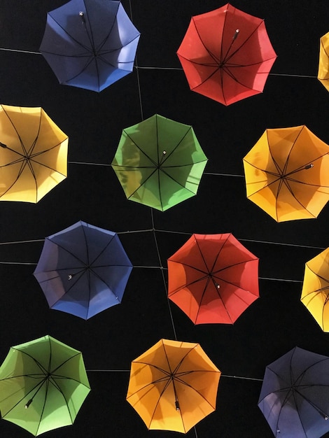 Photo high angle view of multi colored umbrella