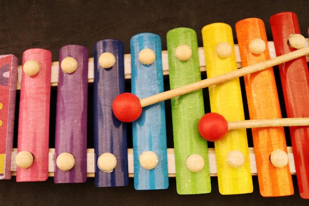 Photo high angle view of multi colored xylophone