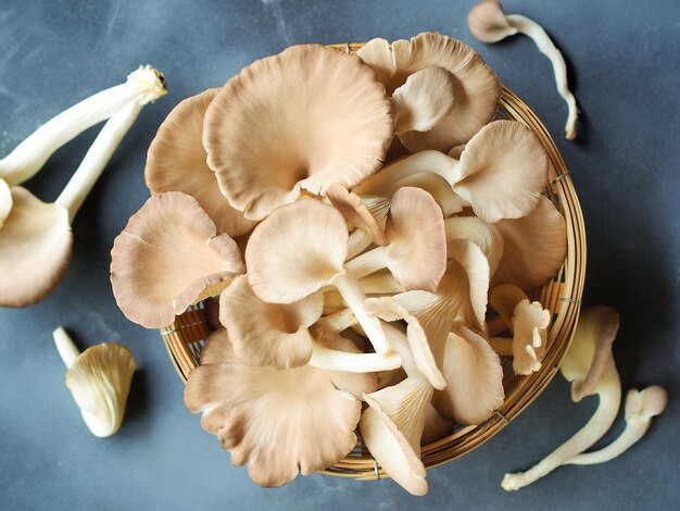 Photo high angle view of mushrooms on table