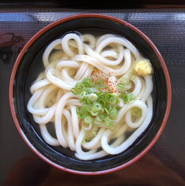 Photo high angle view of noodles in bowl