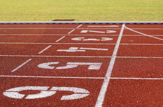 Photo high angle view of numbers on running track