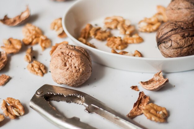 High angle view of nuts on table