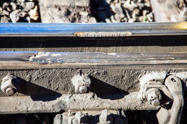 写真 放棄された鉄道線路の高角度の視点