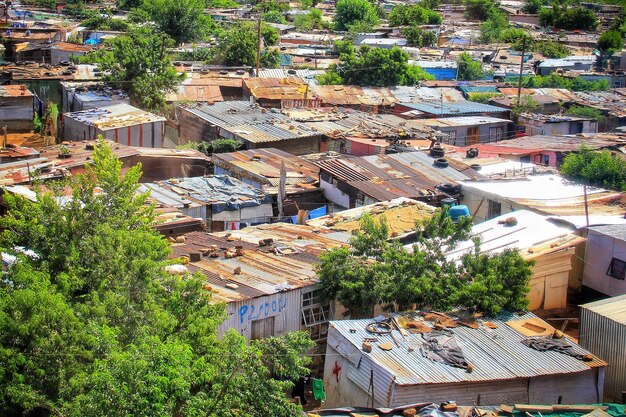 写真 町の建物の高角度の景色