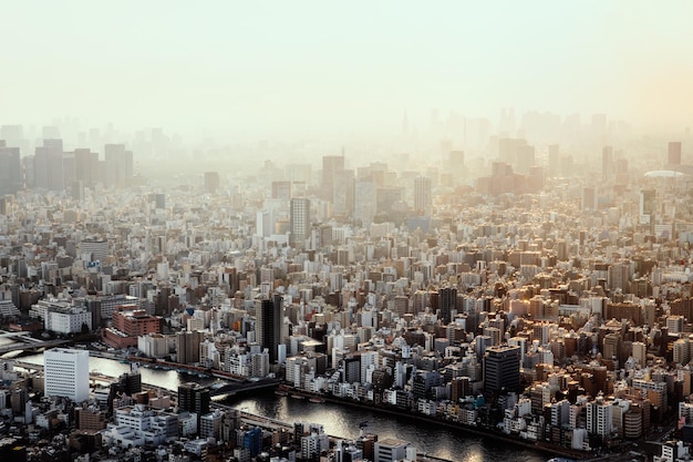 写真 都市風景の高角度の眺め