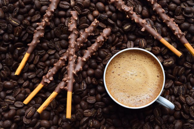 写真 コーヒー豆のハイアングルビュー