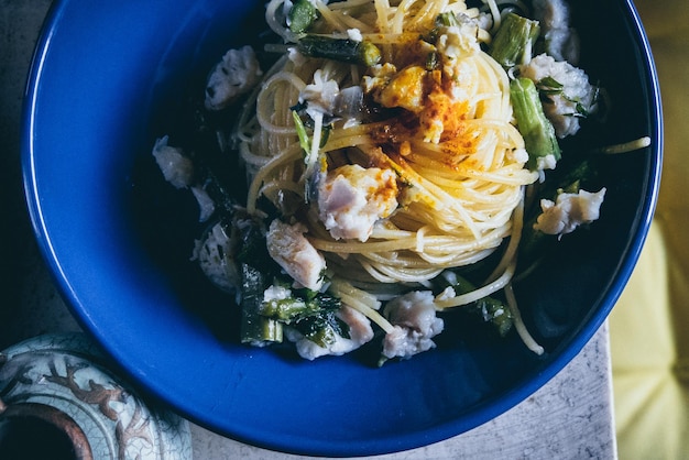 写真 皿の中の食料の高角度の視点