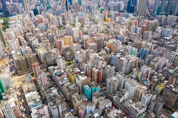 写真 都市の近代的な建物の高角度の景色