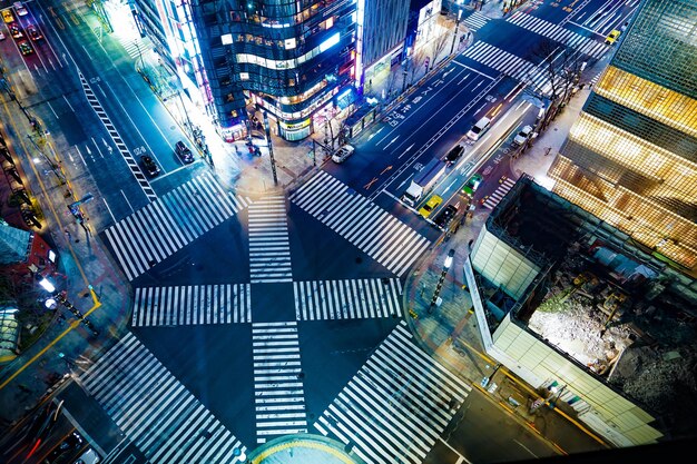 写真 都市の近代的な建物の高角度の景色