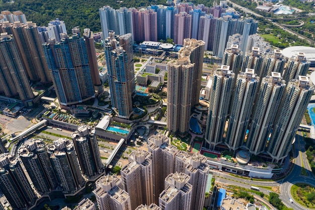 写真 都市の近代的な建物の高角度の眺め