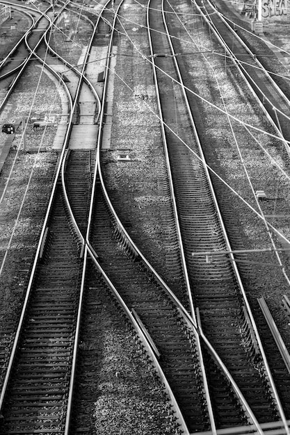 写真 鉄道線路の高角度の眺め