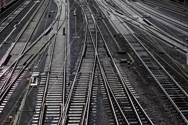 写真 鉄道線路の高角度の眺め